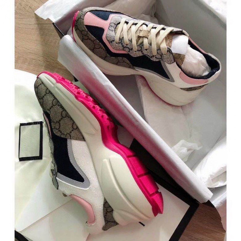 Women's & Men's Home Color Matching Printed Thick Bottom Height Increasing Sneakers