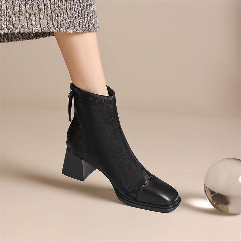 Elegant Short Comfortable Travel Square Toe Fashion Women's Leather Boots