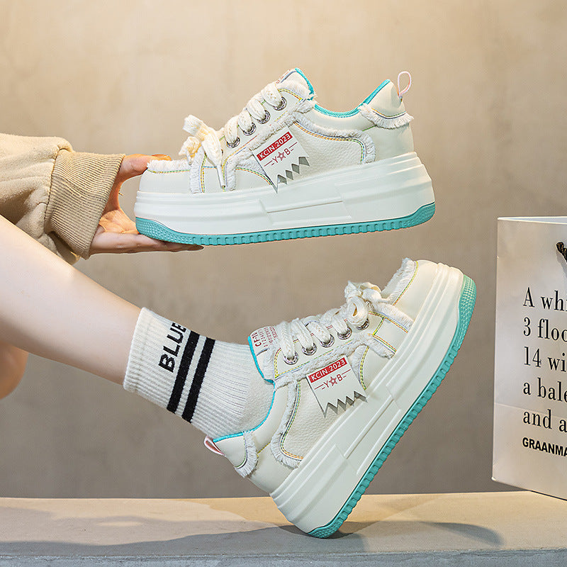 Women's Muffin Elevator White Versatile Niche Sports Women's Casual Shoes