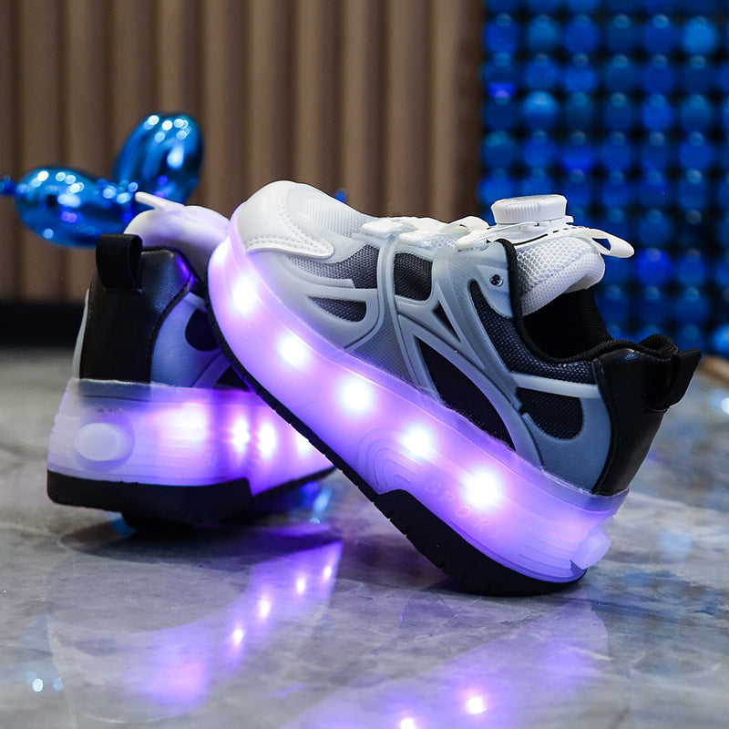 Rechargeable Colorful Light Horse Running Button Kid's Sneakers