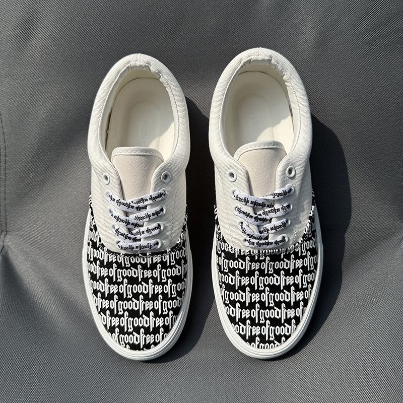 Women's & Men's Street Wear Letters Black White National Casual Shoes