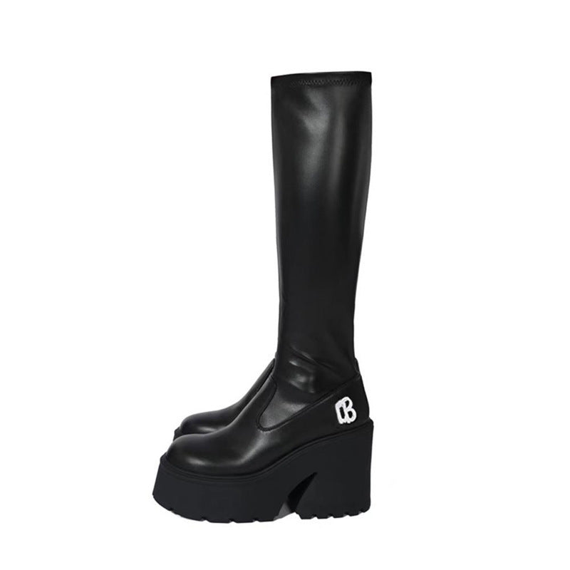 Women's Thick Bottom Long Tube High-heeled Thigh Women's Leather Boots