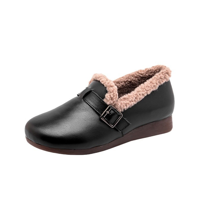 Women's & Men's Wear Fleece-lined Slip-on Flat Lamb Wool Women's Shoes