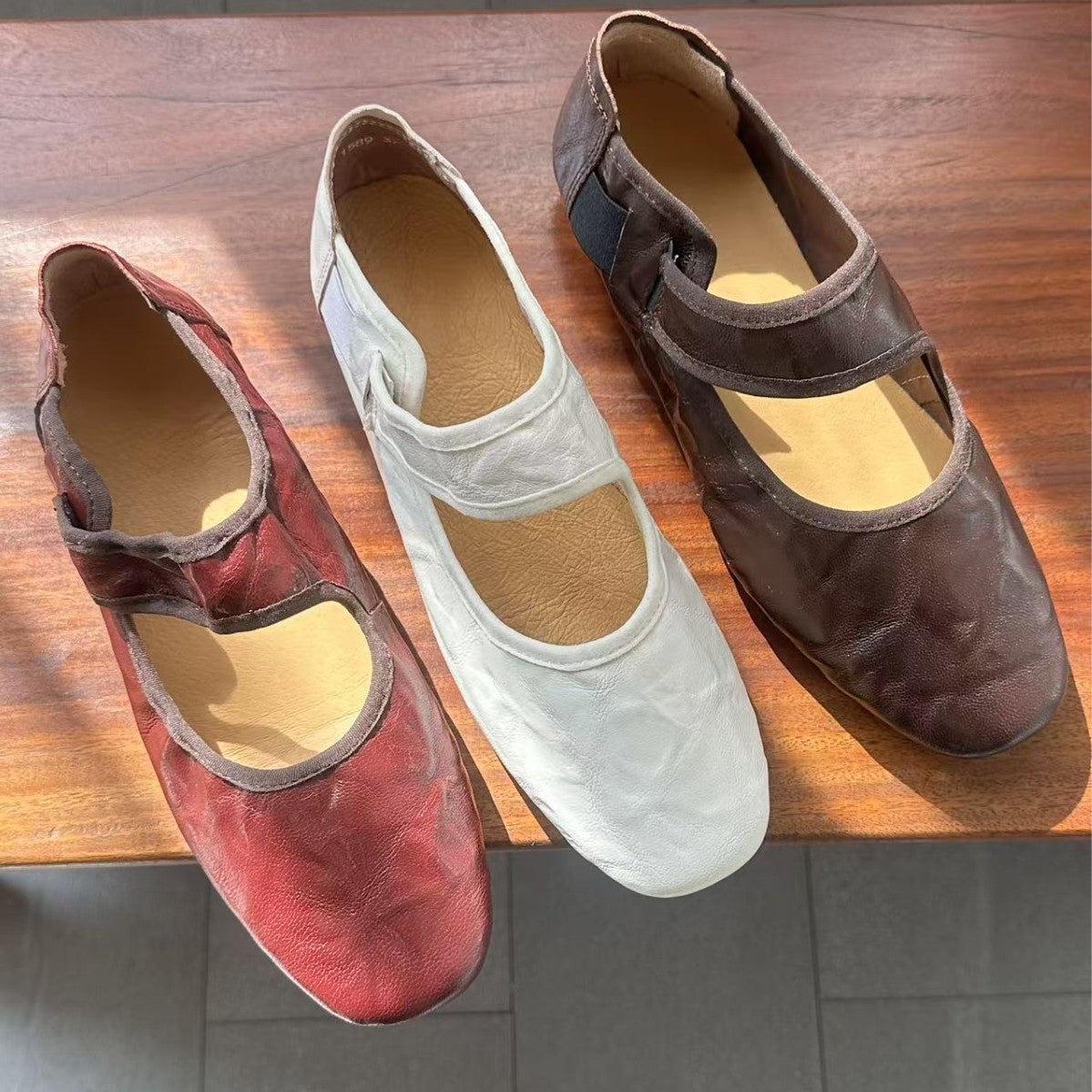 Women's Spring Novice Scratch Pattern Sheepskin Mary Jane Genuine Retro Women's Casual Shoes