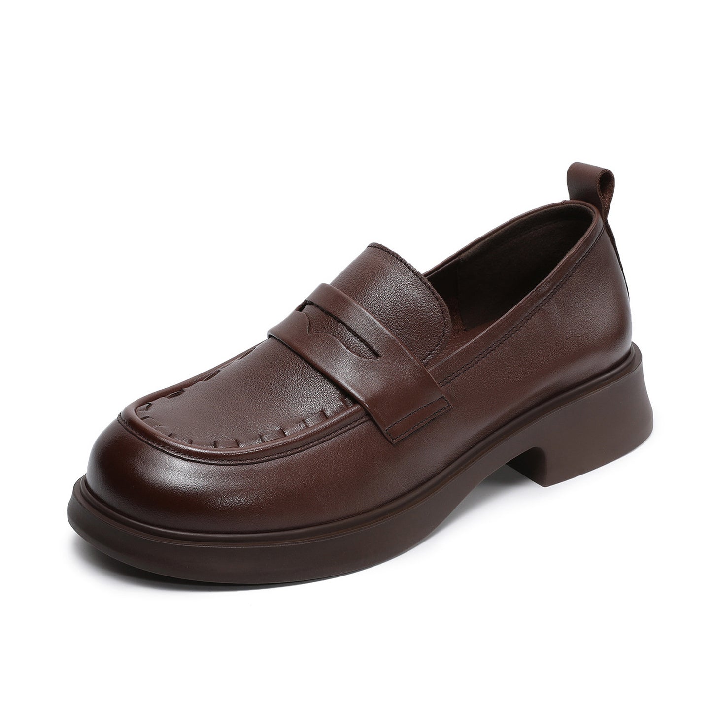 Women's Genuine Retro Chunky Spring Slip-on Leisure Loafers