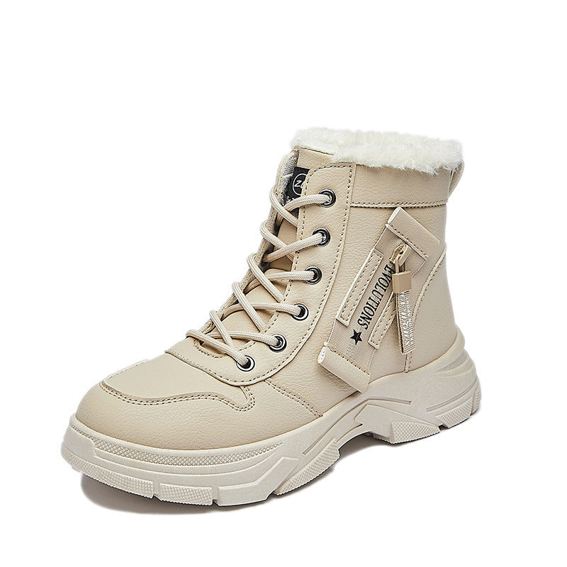 Women's Trendy Fleece-lined Martin Winter Increased Motorcycle Boots