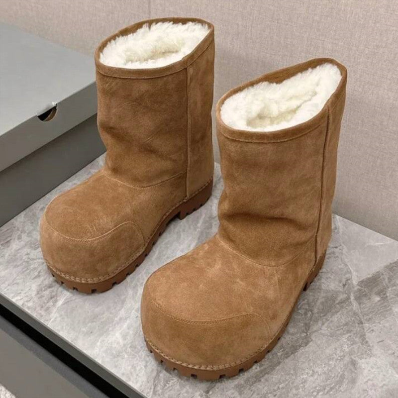 Women's & Men's Ugly Cute Big Head Thick Sole Increased Middle Fleece Snow Boots