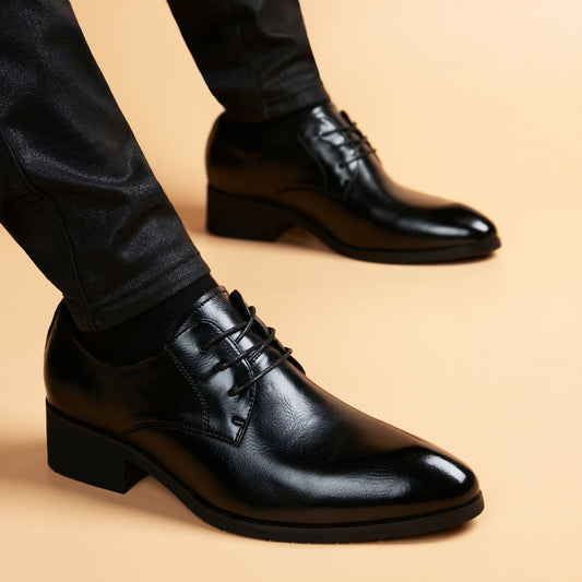 Men's Sheepskin Korean Breathable British Genuine Formal Men's Business Leather Shoes