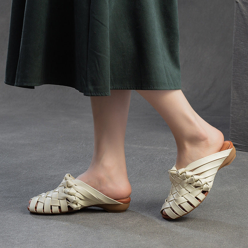 Women's Vintage Hand-woven Fairy Style Niche Trendy Flat Slippers