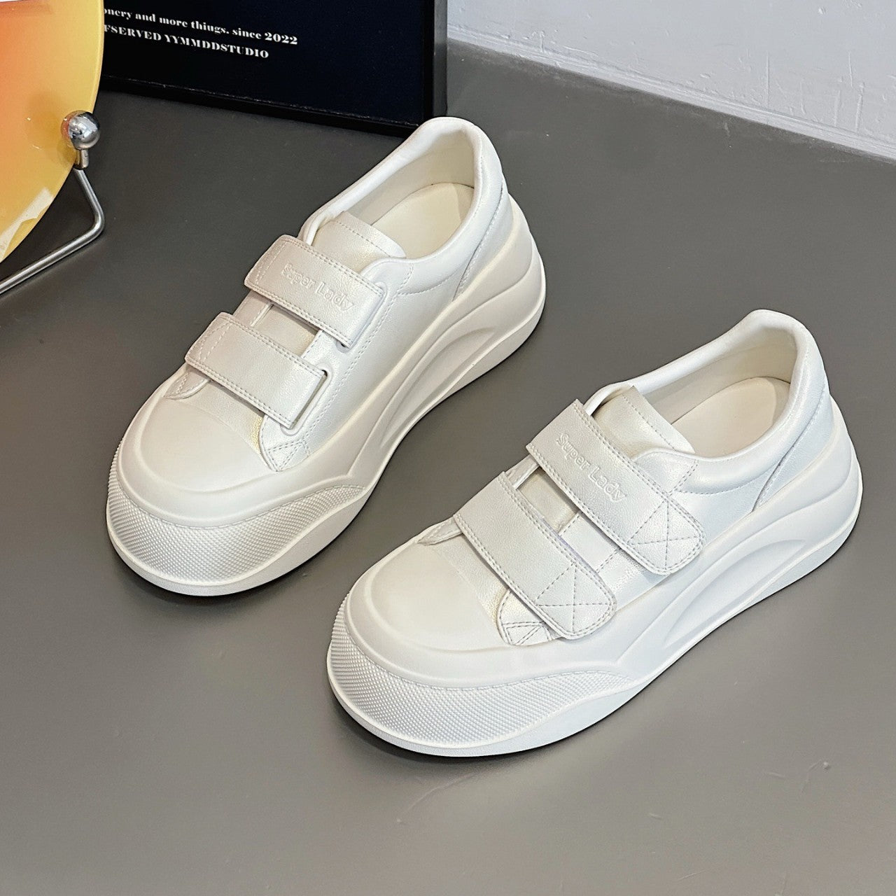 Women's Shell Toe Sports Board Velcro Platform Muffin Biscuit Women's Casual Shoes