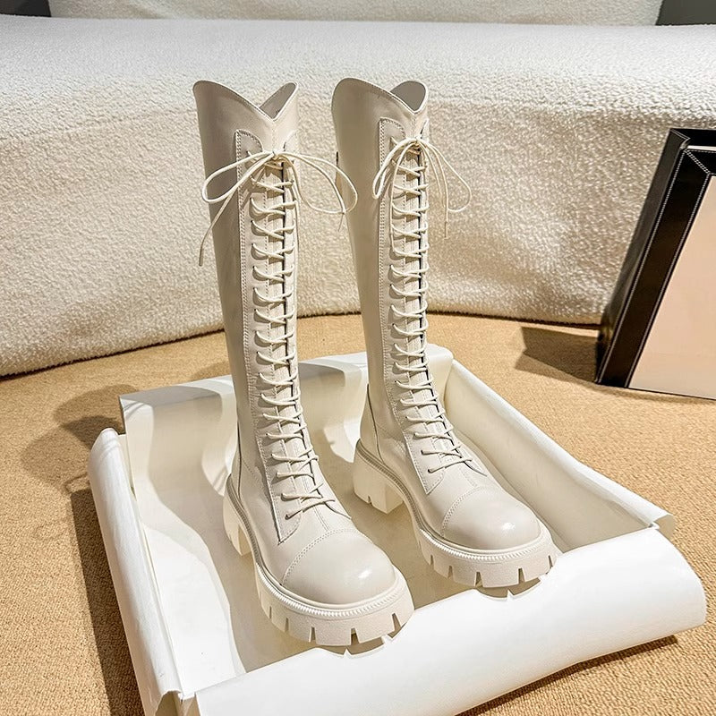Women's Small Tube Circumference Knight Thick Bottom High V Boots