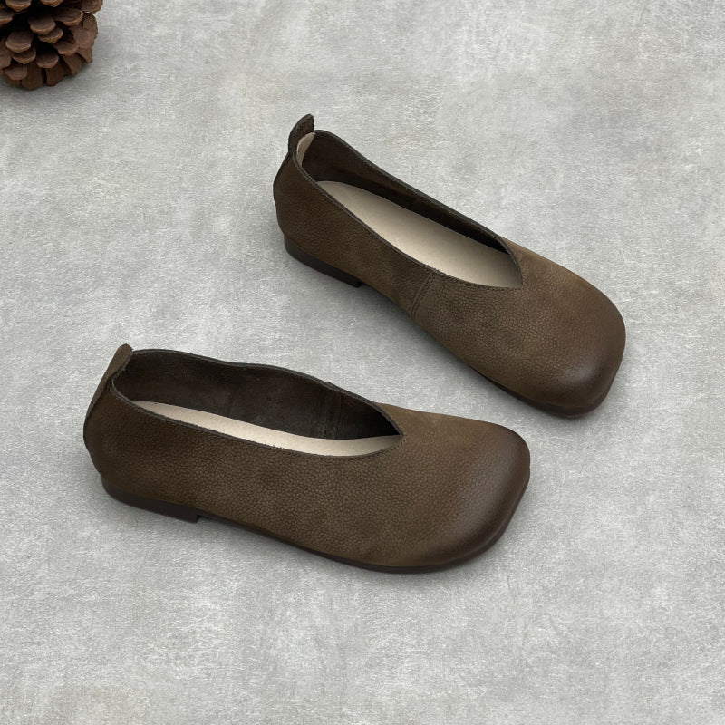 Women's Artistic Crafts Low-cut Authentic Pumps Square Head Flat Women's Casual Shoes