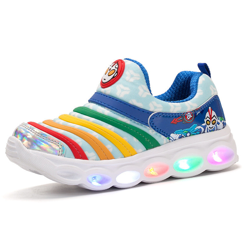 Children's Caterpillar Boys Luminous Light Mesh Breathable Kid's Sneakers