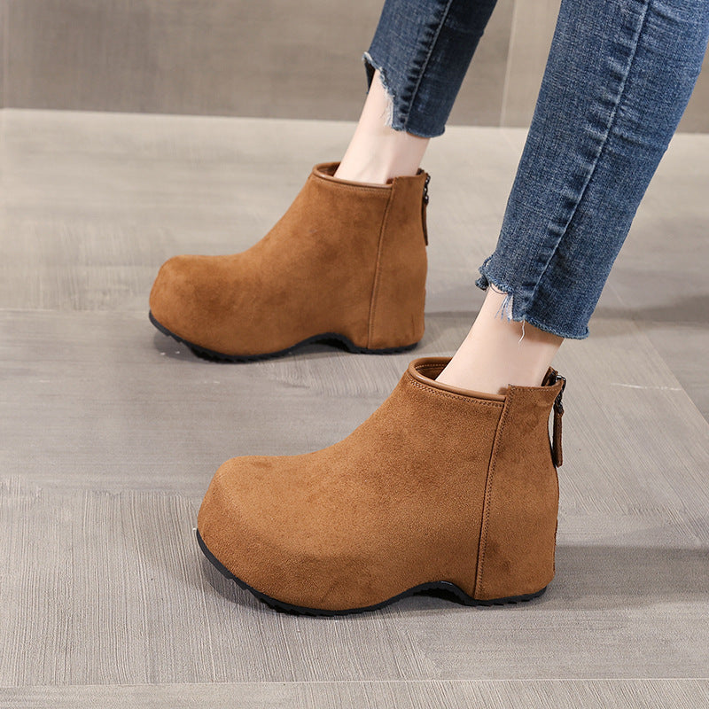 Women's Thick-soled Vintage Fleece-lined Martin Fashionable Ankle Women's Leather Boots
