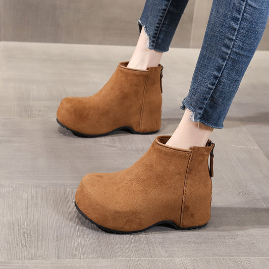 Women's Thick-soled Vintage Fleece-lined Martin Fashionable Ankle Women's Leather Boots