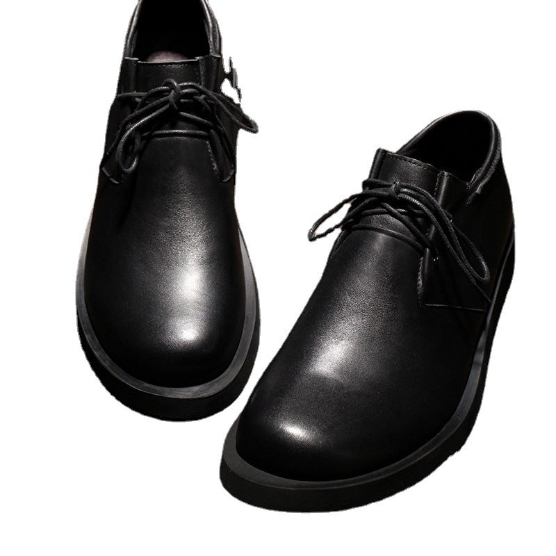 Men's Fashionable Comfortable Cowhide Round Head Leisure Thick Men's Casual Shoes