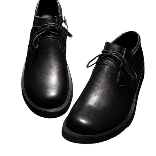Men's Fashionable Comfortable Cowhide Round Head Leisure Thick Men's Casual Shoes