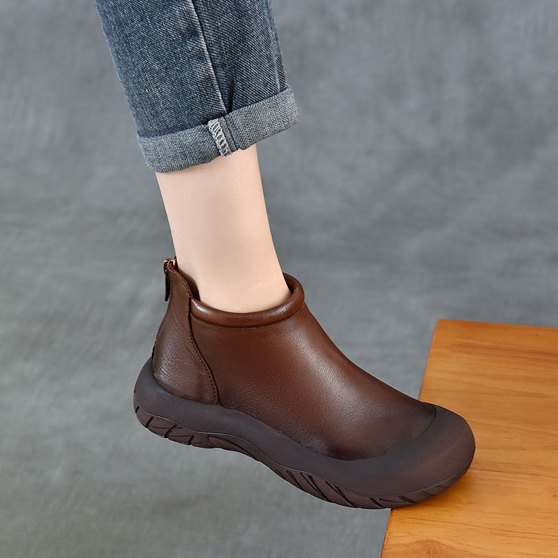Women's Of Cowhide Vintage Chelsea Ankle Soft Bottom Short Women's Leather Boots