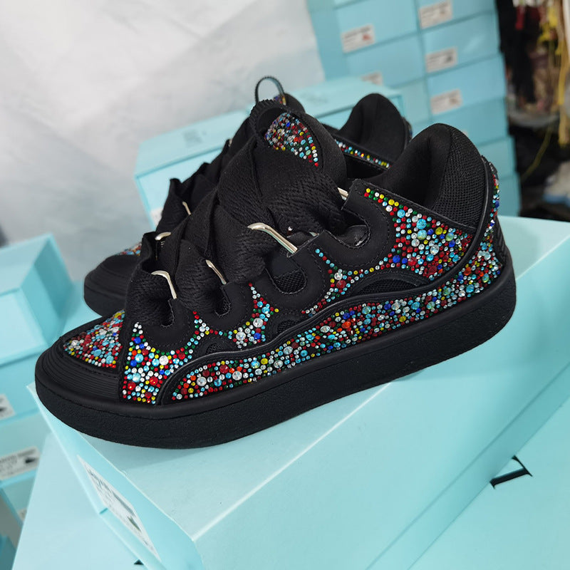 Women's & Men's Spring Low Trendy Couple Rhinestone Raise Men's Shoes
