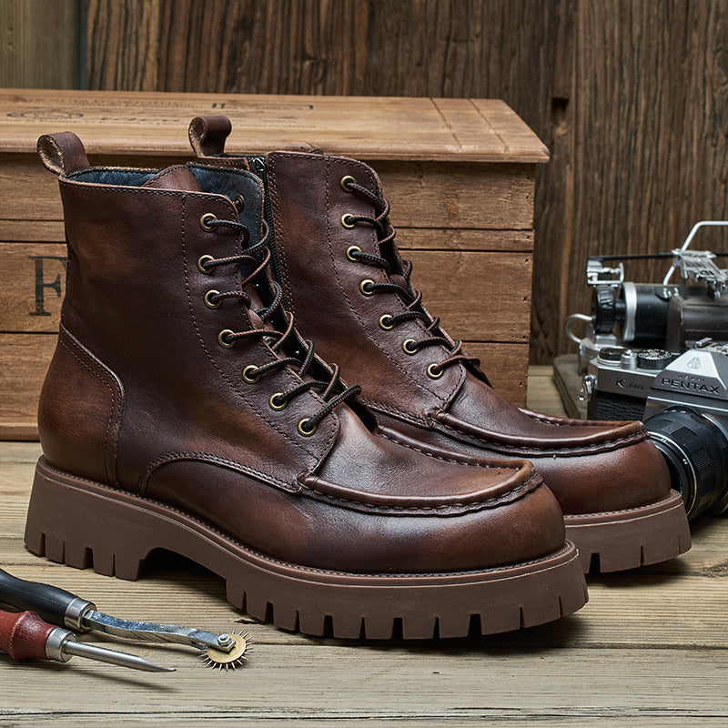 Men's British Style Martin Thick-soled Ankle Handmade Boots