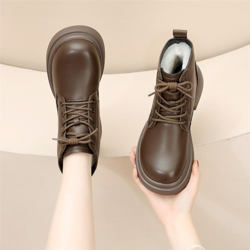 Women's Genuine Platform Martin Soft Bottom British Style Fried Street Boots