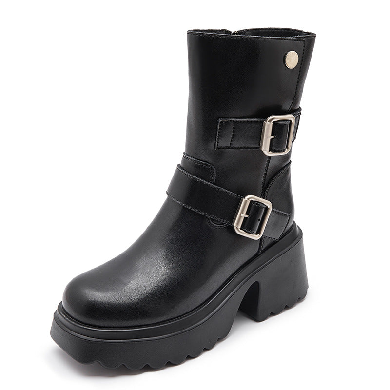 Women's Brown Martin Short Skinny British Style Boots