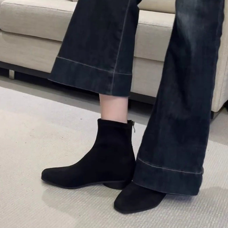 Women's Increasing Insole Korean Style Retro Ankle Elegant Suede Skinny Women's Leather Boots