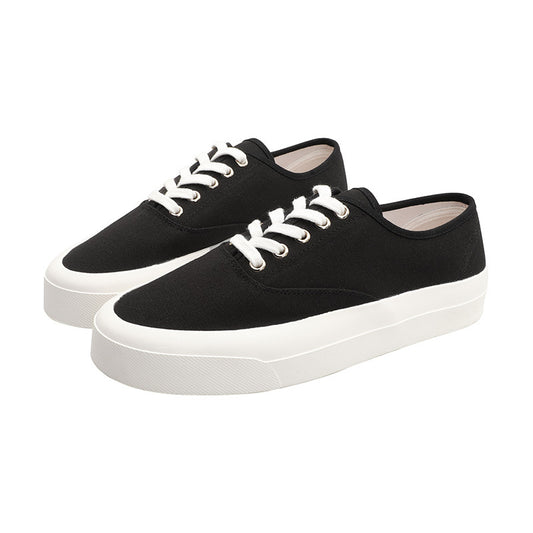 Women's & Men's Genuine Cowhide Pigskin Cloth Couple White Women's Canvas Shoes