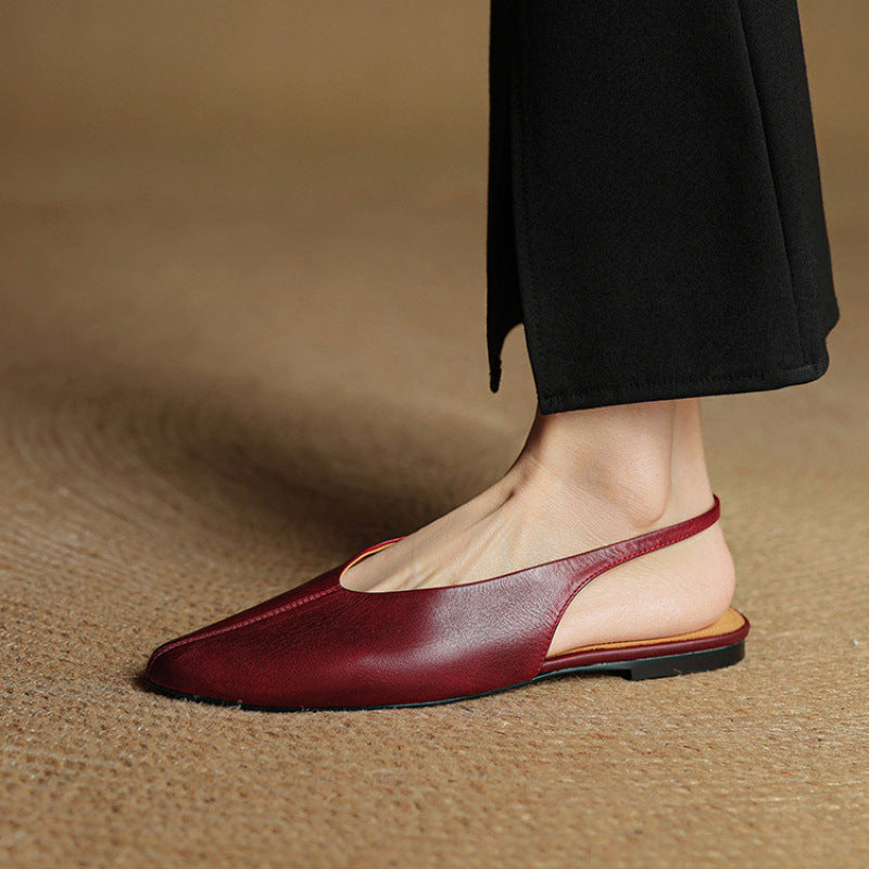 Women's Korean Pointed Toe Closed Beef Tendon Soft Bottom Large Size Sandals