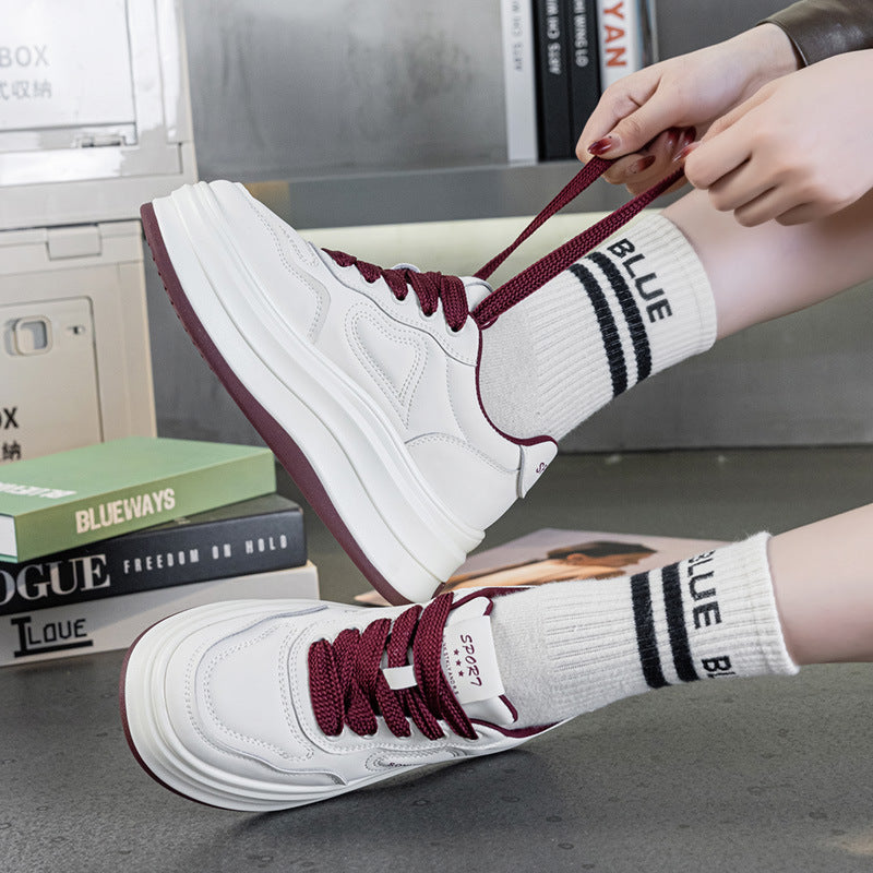 Women's Thick-soled White Spring Portable Sports Small Casual Shoes