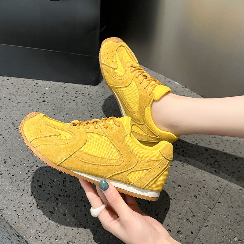 Women's Versatile Breathable Sports German Training Round Head Stitching Mesh Women's Casual Shoes