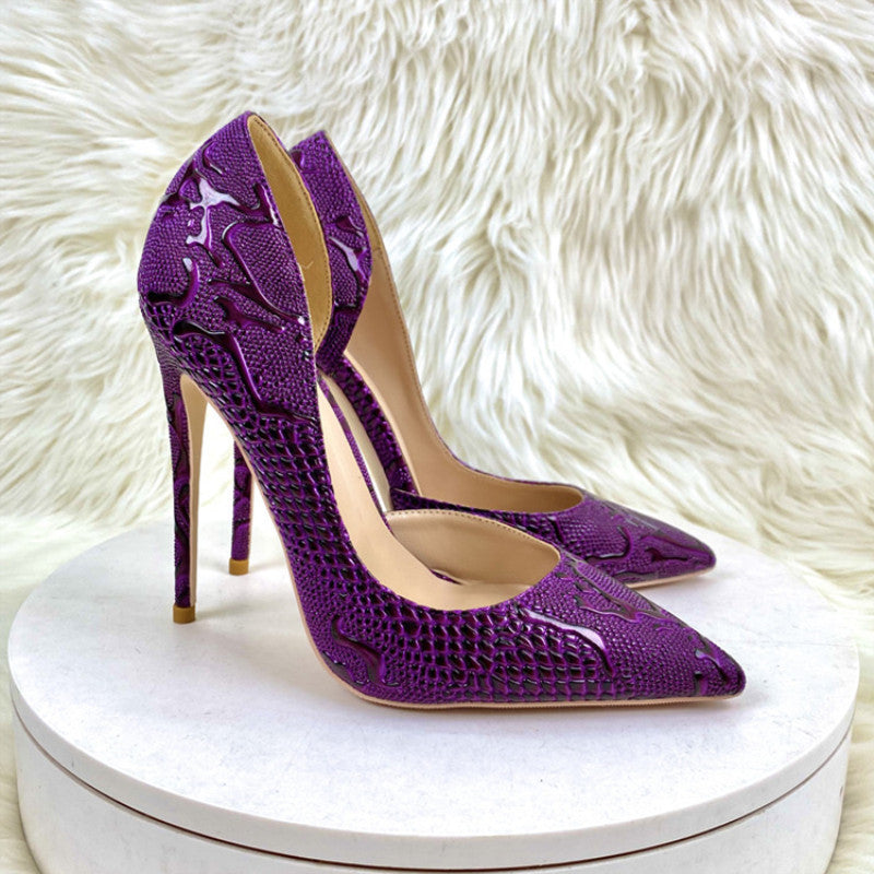 Women's Purple High Pointed Toe Stiletto Low-cut Women's Fashion Shoes