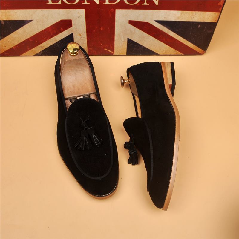 Men's Fashion Slip-on Breathable British Cowhide Height Increasing Insole Men's Business Leather Shoes