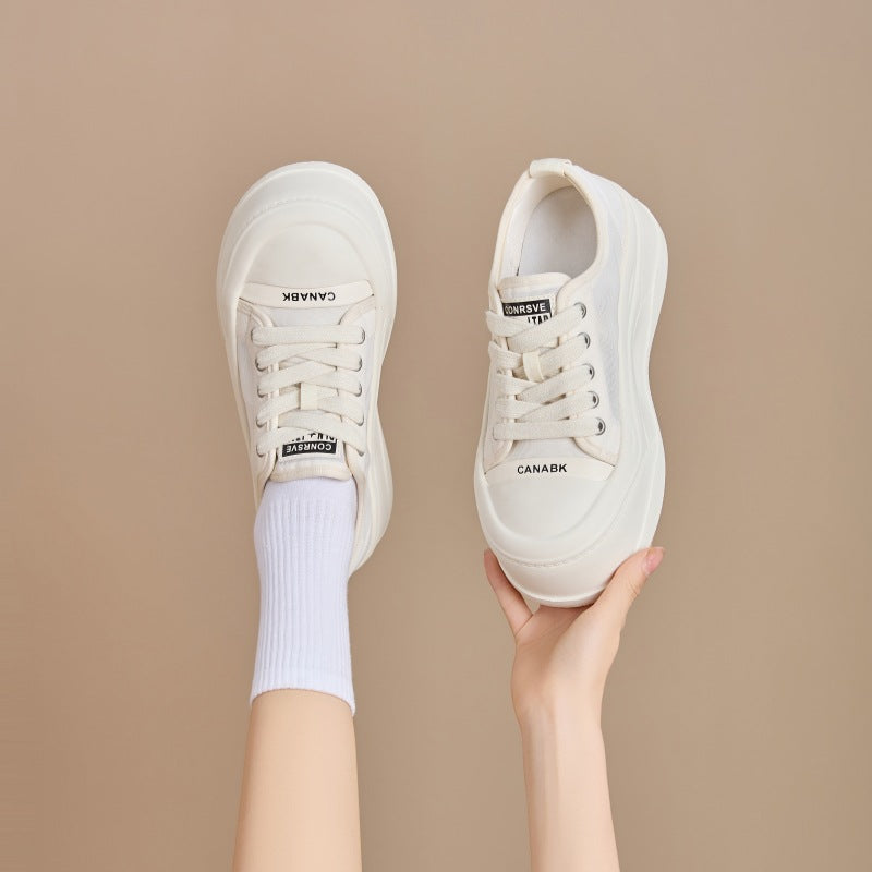 Women's Summer Mesh Breathable White Platform Korean Round Casual Shoes
