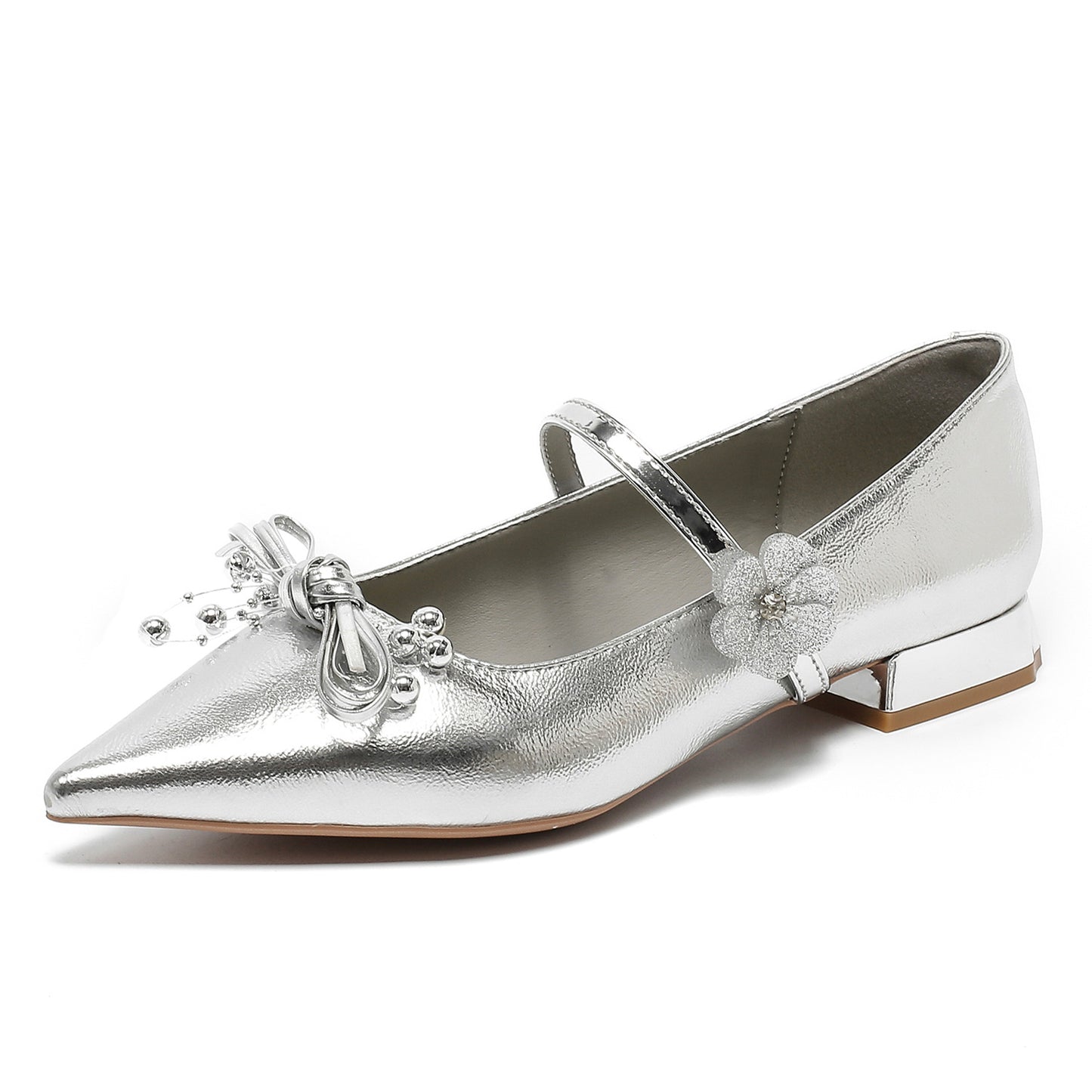 Women's Mary Jane French Style Bow Patent Low-cut Heels