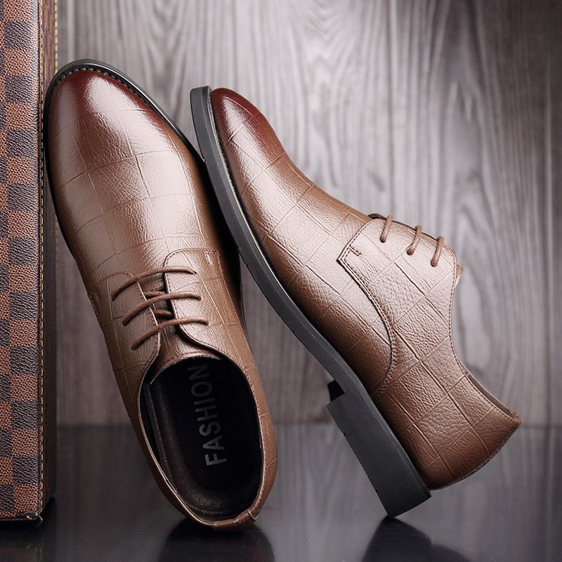 Men's Formal Breathable Lace British Wedding Men's Business Leather Shoes