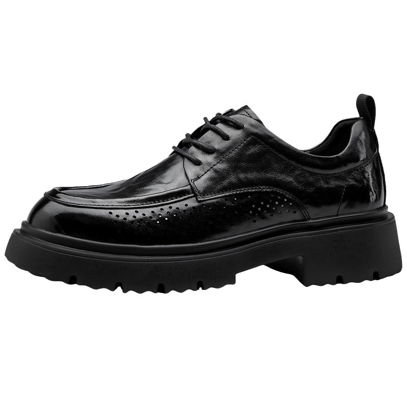 Men's Summer Side Punching Breathable Green British Style Foam Light Men's Business Leather Shoes