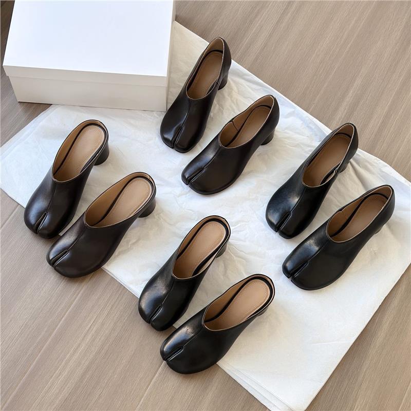 Women's Retro Style Trotter Genuine Bag Slip-on High Thick Women's Fashion Shoes