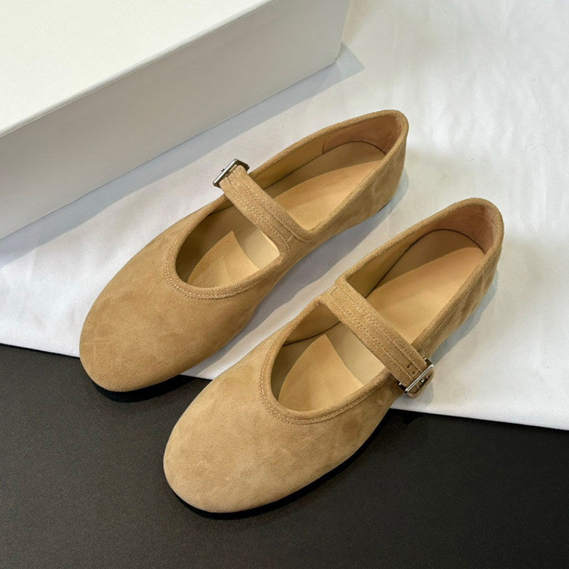 Women's Super Soft Pumps Buckle Mary Jane Retro Grandma Flat Round Women's Fashion Shoes