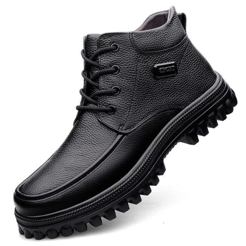Men's Oversized Martin Widened Genuine Fleece-lined Platform Boots