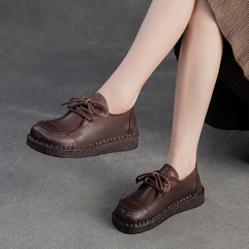 Women's Shu Autumn Front Lace Retro Style Pumps Women's Casual Shoes