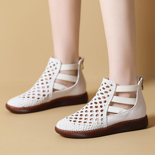 Women's Hollow Out Breathable Hole Pumps Comfortable Flat Soft Heels