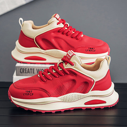 Men's Summer Breathable Sports Platform Easy Wear Green Less Daddy Men's Casual Shoes