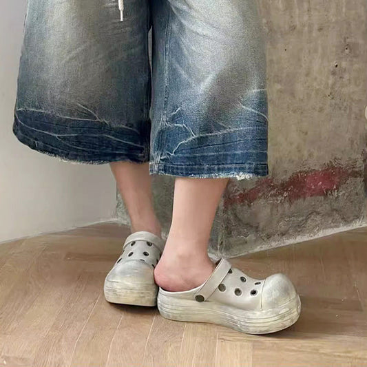 Women's & Men's Hole Mickey Big Head Distressed Dirty Summer Women's Shoes