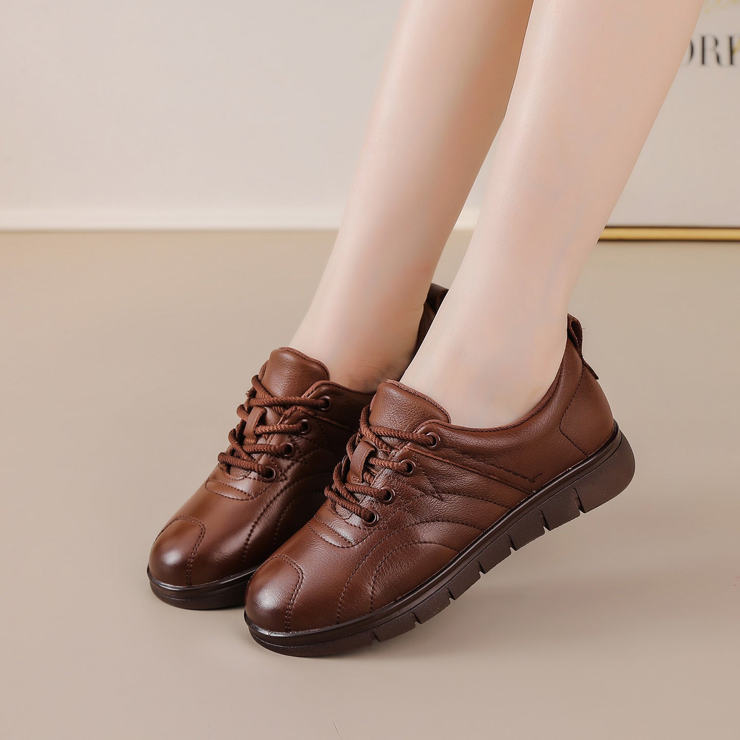 Women's First Layer Cowhide Autumn Flat Bottom Comfort Women's Shoes