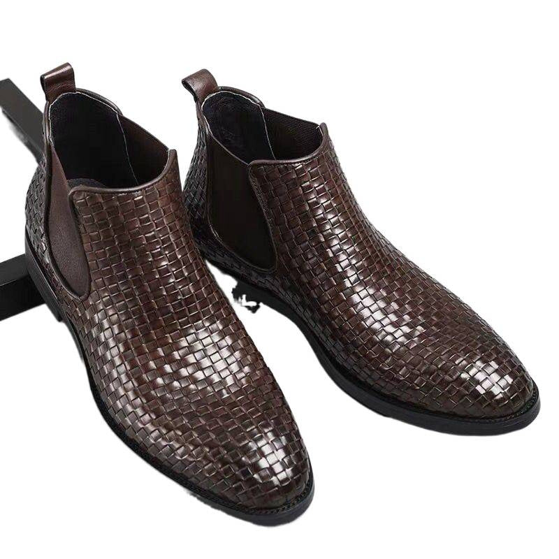 Men's Embossed British Korean Style Trendy Martin Men's Business Leather Shoes