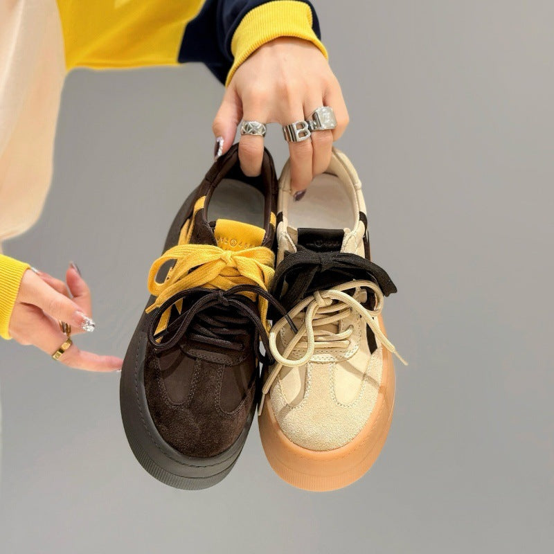 Women's Thick-soled Style Spring Color Matching Genuine Women's Casual Shoes