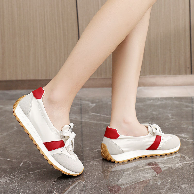 Women's White Platform Increased Round Toe Korean Casual Shoes