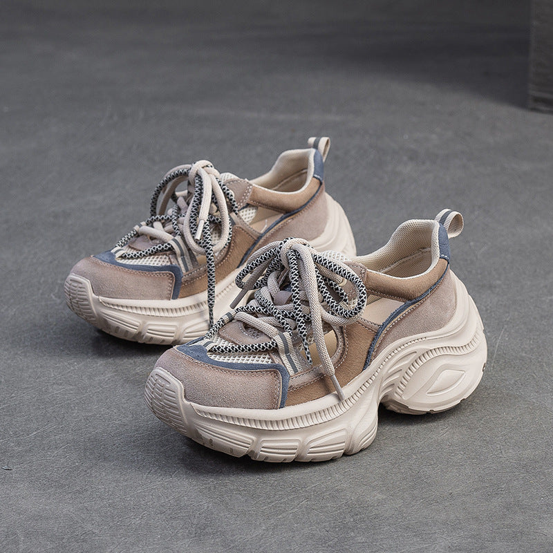 Breathable Mesh Fashion Clunky Small Height Casual Shoes
