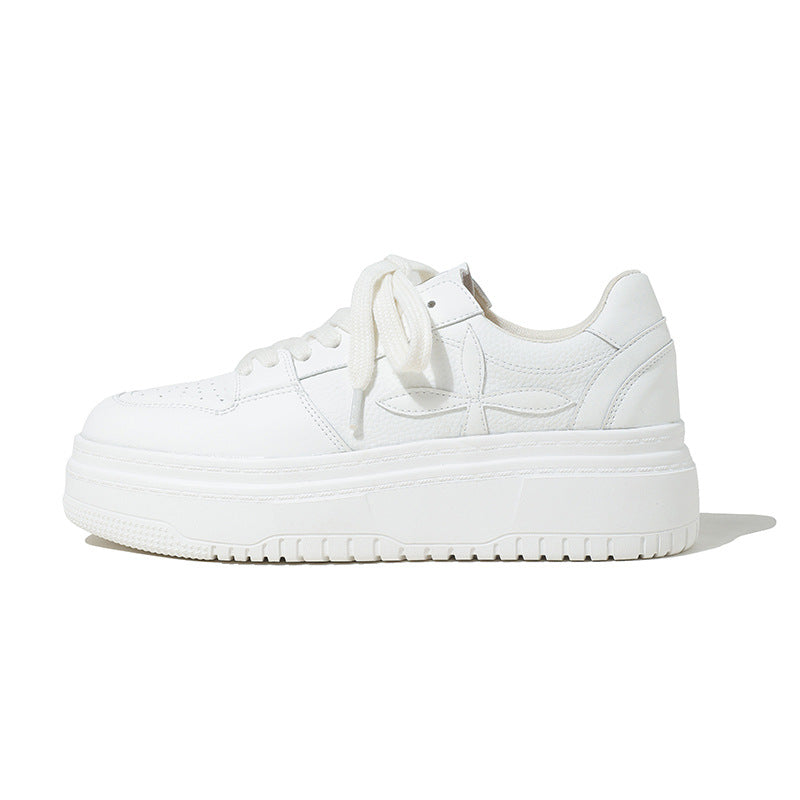 Women's Hidden White Thick-soled Short People's Platform Bread Heels